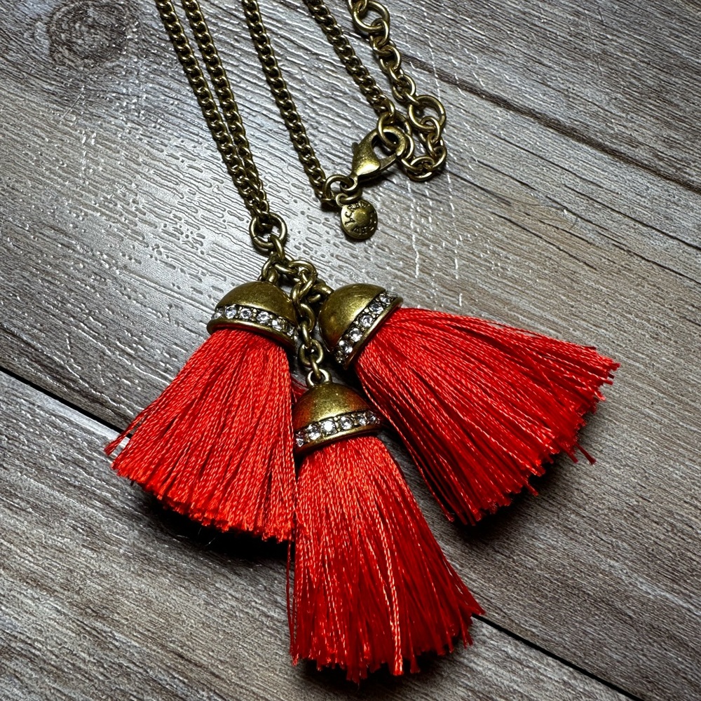 Brand 🆕 J. Crew Red Tassel Necklace